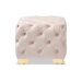 Baxton Studio Avara Glam and Luxe Light Beige Velvet Fabric Upholstered Gold Finished Button Tufted Ottoman - BSOTSFOT029-Light Beige/Gold-Otto