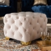 Baxton Studio Avara Glam and Luxe Light Beige Velvet Fabric Upholstered Gold Finished Button Tufted Ottoman - BSOTSFOT029-Light Beige/Gold-Otto