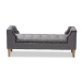 Baxton Studio Perret Modern and Contemporary Gray Linen Fabric Upholstered Oak Brown Finished Wood Bench - BSOTSF7739-Grey/Natural Oak-Bench