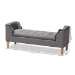 Baxton Studio Perret Modern and Contemporary Gray Linen Fabric Upholstered Oak Brown Finished Wood Bench - BSOTSF7739-Grey/Natural Oak-Bench