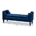 Baxton Studio Perret Modern and Contemporary Royal Blue Velvet Fabric Upholstered Espresso Finished Wood Bench - BSOTSF7739-Dark Royal Blue/Black-Bench