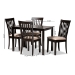 Baxton Studio Minette Modern and Contemporary Sand Fabric Upholstered Espresso Brown Finished Wood 5-Piece Dining Set - BSORH319C-Sand/Dark Brown-5PC Dining Set