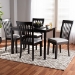 Baxton Studio Minette Modern and Contemporary Gray Fabric Upholstered Espresso Brown Finished Wood 5-Piece Dining Set - BSORH319C-Grey/Dark Brown-5PC Dining Set