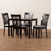 Baxton Studio Minette Modern and Contemporary Gray Fabric Upholstered Espresso Brown Finished Wood 5-Piece Dining Set - BSORH319C-Grey/Dark Brown-5PC Dining Set