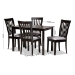 Baxton Studio Minette Modern and Contemporary Gray Fabric Upholstered Espresso Brown Finished Wood 5-Piece Dining Set - BSORH319C-Grey/Dark Brown-5PC Dining Set