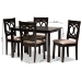 Baxton Studio Lenoir Modern and Contemporary Sand Fabric Upholstered Espresso Brown Finished Wood 5-Piece Dining Set - BSORH315C-Sand/Dark Brown-5PC Dining Set