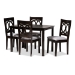 Baxton Studio Lenoir Modern and Contemporary Gray Fabric Upholstered Espresso Brown Finished Wood 5-Piece Dining Set
