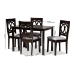 Baxton Studio Lenoir Modern and Contemporary Gray Fabric Upholstered Espresso Brown Finished Wood 5-Piece Dining Set - BSORH315C-Grey/Dark Brown-5PC Dining Set