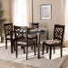 Baxton Studio Caron Modern and Contemporary Sand Fabric Upholstered Espresso Brown Finished Wood 5-Piece Dining Set - BSORH317C-Sand/Dark Brown-5PC Dining Set