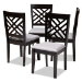 Baxton Studio Caron Modern and Contemporary Gray Fabric Upholstered Espresso Brown Finished Wood Dining Chair Set of 4