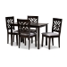 Baxton Studio Caron Modern and Contemporary Gray Fabric Upholstered Espresso Brown Finished Wood 5-Piece Dining Set