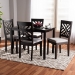 Baxton Studio Caron Modern and Contemporary Gray Fabric Upholstered Espresso Brown Finished Wood 5-Piece Dining Set - BSORH317C-Grey/Dark Brown-5PC Dining Set