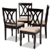 Baxton Studio Reneau Modern and Contemporary Sand Fabric Upholstered Espresso Brown Finished Wood Dining Chair Set of 4