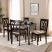 Baxton Studio Reneau Modern and Contemporary Sand Fabric Upholstered Espresso Brown Finished Wood 5-Piece Dining Set - BSORH316C-Sand/Dark Brown-5PC Dining Set