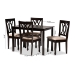 Baxton Studio Reneau Modern and Contemporary Sand Fabric Upholstered Espresso Brown Finished Wood 5-Piece Dining Set - BSORH316C-Sand/Dark Brown-5PC Dining Set