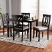 Baxton Studio Reneau Modern and Contemporary Gray Fabric Upholstered Espresso Brown Finished Wood 5-Piece Dining Set - BSORH316C-Grey/Dark Brown-5PC Dining Set