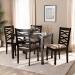 Baxton Studio Lanier Modern and Contemporary Sand Fabric Upholstered Espresso Brown Finished Wood 5-Piece Dining Set - BSORH318C-Sand/Dark Brown-5PC Dining Set