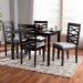 Baxton Studio Lanier Modern and Contemporary Gray Fabric Upholstered Espresso Brown Finished Wood 5-Piece Dining Set - BSORH318C-Grey/Dark Brown-5PC Dining Set