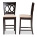 Baxton Studio Lenoir Modern and Contemporary Sand Fabric Upholstered Espresso Brown Finished Wood 2-Piece Counter Height Pub Chair Set - BSORH315P-Sand/Dark Brown-PC