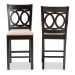 Baxton Studio Lenoir Modern and Contemporary Sand Fabric Upholstered Espresso Brown Finished Wood 2-Piece Counter Height Pub Chair Set - BSORH315P-Sand/Dark Brown-PC
