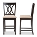 Baxton Studio Reneau Modern and Contemporary Sand Fabric Upholstered Espresso Brown Finished Wood Counter Height Pub Chair Set of 2
