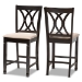 Baxton Studio Reneau Modern and Contemporary Sand Fabric Upholstered Espresso Brown Finished Wood Counter Height Pub Chair Set of 2 - BSORH316P-Sand/Dark Brown-PC