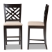 Baxton Studio Caron Modern and Contemporary Sand Fabric Upholstered Espresso Brown Finished Wood Counter Height 2-Piece Pub Chair Set - BSORH317P-Sand/Dark Brown-PC