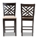 Baxton Studio Caron Modern and Contemporary Sand Fabric Upholstered Espresso Brown Finished Wood Counter Height 2-Piece Pub Chair Set - BSORH317P-Sand/Dark Brown-PC