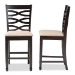 Baxton Studio Lanier Modern and Contemporary Sand Fabric Upholstered Espresso Brown Finished Wood Counter Height Pub Chair Set of 2 - BSORH318P-Sand/Dark Brown-PC