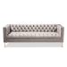 Baxton Studio Zanetta Glam and Luxe Gray Velvet Upholstered Gold Finished Sofa - BSOTSF-7723-Grey/Gold-SF