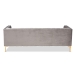 Baxton Studio Zanetta Glam and Luxe Gray Velvet Upholstered Gold Finished Sofa - BSOTSF-7723-Grey/Gold-SF