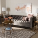 Baxton Studio Zanetta Glam and Luxe Gray Velvet Upholstered Gold Finished Sofa - BSOTSF-7723-Grey/Gold-SF