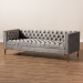 Baxton Studio Zanetta Glam and Luxe Gray Velvet Upholstered Gold Finished Sofa - BSOTSF-7723-Grey/Gold-SF