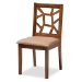 Baxton Studio Abilene Mid-Century Light Brown Fabric Upholstered and Walnut Brown Finished 5-Piece Wood Dining Set - BSORH3010C-Walnut/Light Brown Dining Set