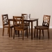 Baxton Studio Abilene Mid-Century Light Brown Fabric Upholstered and Walnut Brown Finished 5-Piece Wood Dining Set - BSORH3010C-Walnut/Light Brown Dining Set