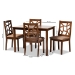 Baxton Studio Abilene Mid-Century Light Brown Fabric Upholstered and Walnut Brown Finished 5-Piece Wood Dining Set - BSORH3010C-Walnut/Light Brown Dining Set