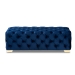 Baxton Studio Avara Glam and Luxe Royal Blue Velvet Fabric Upholstered Gold Finished Button Tufted Bench Ottoman - BSOTSFOT028-Dark Royal Blue/Gold-Otto