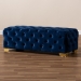Baxton Studio Avara Glam and Luxe Royal Blue Velvet Fabric Upholstered Gold Finished Button Tufted Bench Ottoman - BSOTSFOT028-Dark Royal Blue/Gold-Otto