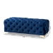 Baxton Studio Avara Glam and Luxe Royal Blue Velvet Fabric Upholstered Gold Finished Button Tufted Bench Ottoman - BSOTSFOT028-Dark Royal Blue/Gold-Otto