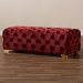 Baxton Studio Avara Glam and Luxe Burgundy Velvet Fabric Upholstered Gold Finished Button Tufted Bench Ottoman - BSOTSFOT028-Burgundy/Gold-Otto