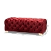 Baxton Studio Avara Glam and Luxe Burgundy Velvet Fabric Upholstered Gold Finished Button Tufted Bench Ottoman - BSOTSFOT028-Burgundy/Gold-Otto