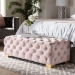 Baxton Studio Avara Glam and Luxe Light Pink Velvet Fabric Upholstered Gold Finished Button Tufted Bench Ottoman - BSOTSFOT028-Light Pink/Gold-Otto