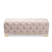 Baxton Studio Avara Glam and Luxe Light Beige Velvet Fabric Upholstered Gold Finished Button Tufted Bench Ottoman - BSOTSFOT028-Light Beige/Gold-Otto