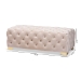 Baxton Studio Avara Glam and Luxe Light Beige Velvet Fabric Upholstered Gold Finished Button Tufted Bench Ottoman - BSOTSFOT028-Light Beige/Gold-Otto