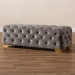 Baxton Studio Avara Glam and Luxe Gray Velvet Fabric Upholstered Gold Finished Button Tufted Bench Ottoman - BSOTSFOT028-Slate Grey/Gold-Otto