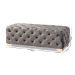 Baxton Studio Avara Glam and Luxe Gray Velvet Fabric Upholstered Gold Finished Button Tufted Bench Ottoman - BSOTSFOT028-Slate Grey/Gold-Otto