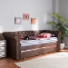 Baxton Studio Mabelle Modern and Contemporary Brown Faux Leather Upholstered Daybed with Trundle - BSOAshley-Brown-Daybed
