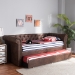 Baxton Studio Mabelle Modern and Contemporary Brown Faux Leather Upholstered Daybed with Trundle - BSOAshley-Brown-Daybed