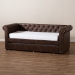 Baxton Studio Mabelle Modern and Contemporary Brown Faux Leather Upholstered Daybed with Trundle - BSOAshley-Brown-Daybed