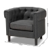 Baxton Studio Bisset Classic and Traditional Gray Fabric Upholstered Chesterfield Chair - BSO1809-Grey-CC